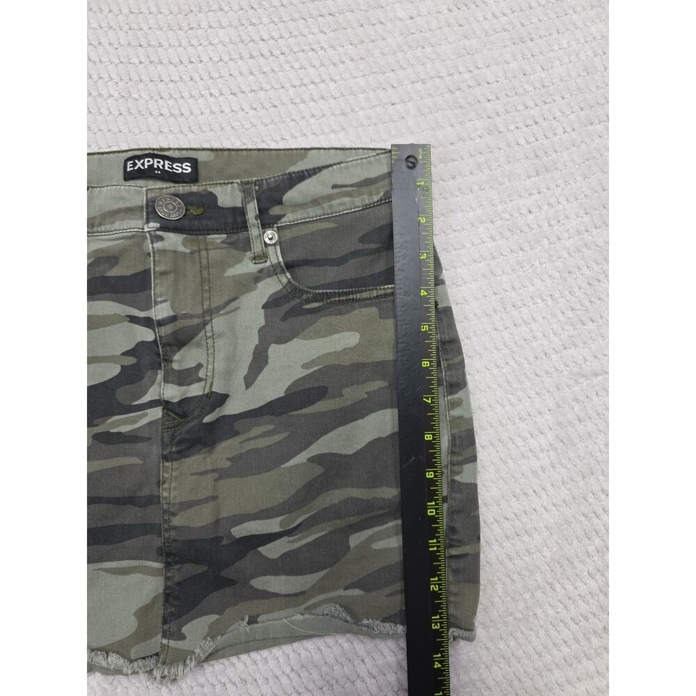 Express Skirt Womens 4 Camouflage Mini Skirt Stretch Denim Raw Hem - Picture 2 of 6